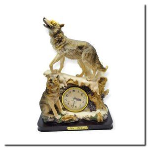 De Elina Wolf Clock Figurine